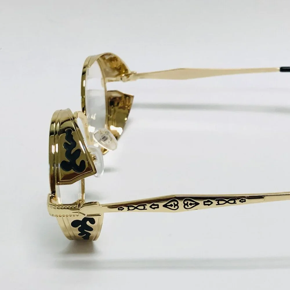 Round‎ Clear Lens Men Sunglasses Gold Frame Hip Hop Style Classic Shades Lentes